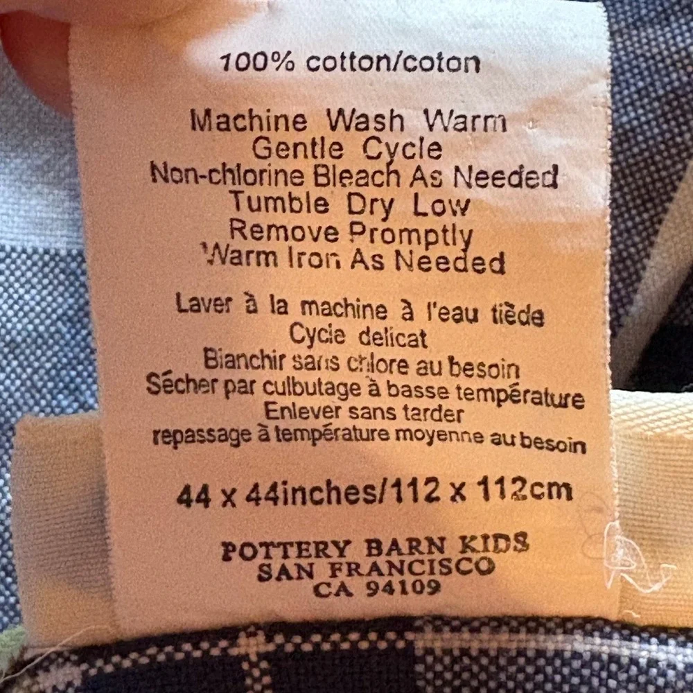 Pottery Barn Kids Blue Green Plaid Cotton Tab Top Curtains 44x44 Set of 2 RARE